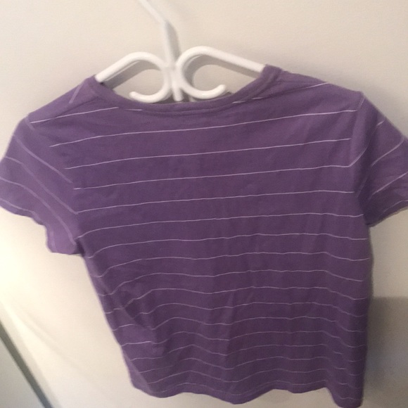 High Quality Ralph Lauren Peruvian Cotton T-shirt light purple w/ white stripes - Picture 5 of 5